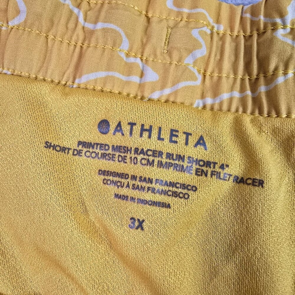 Athleta Womens 3X Running Shorts Printed MESH Racer RUN Yellow Athletic Lined - Picture 3 of 16